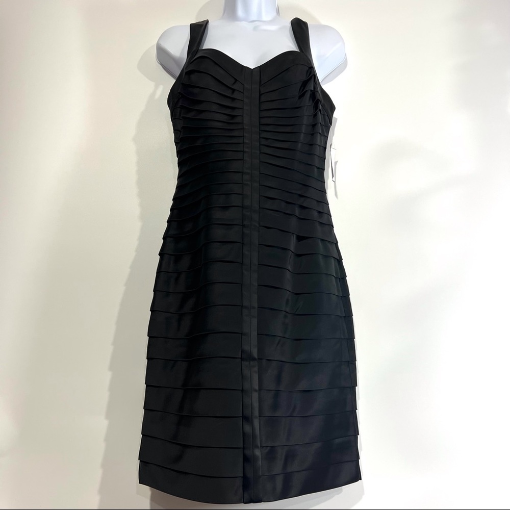 Calvin Klein Black Ruffle Sleeveless Midi Dress NWT